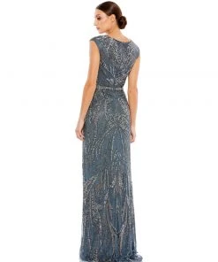 Mac Duggal Beaded Cap Sleeve Gown
