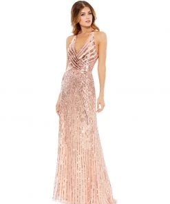 Mac Duggal Shop For Sleeveless Faux Wrap Sequin Embellished Cut Out Gown