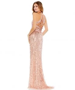 Mac Duggal Shop For Sleeveless Faux Wrap Sequin Embellished Cut Out Gown