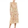 Mac Duggal Shop For Long Sleeve Floral Beaded Midi Dress