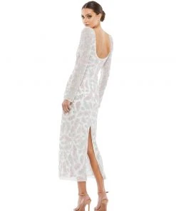 Mac Duggal Shop For Foliage Embellished Midi Sheath Dress