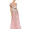 Mac Duggal Stripe Sequin V-Neck Gown Shop For
