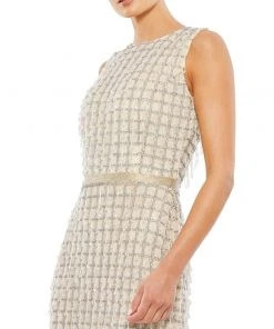 Mac Duggal Shop For Embellished Fringed Midi Sheath Dress