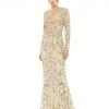 Mac Duggal Long Sleeve Floral Embellished Gown Shop For