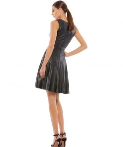 Ieena For Mac Duggal Asymmetrical Vegan Leather Sleeveless Fit & Flare
