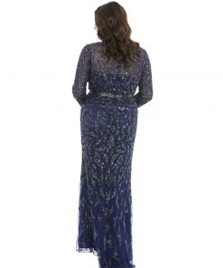 Mac Duggal Embellished Illusion Sleeve Column Gown (Plus)