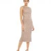Mac Duggal Sleeveless Sequined Midi Sheath Dress