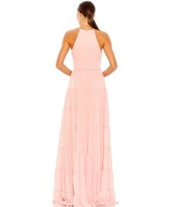 Ieena For Mac Duggal Tiered A-Line Halter Gown