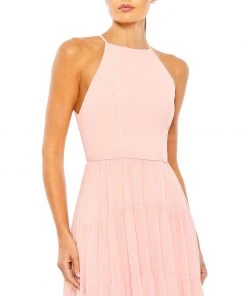 Ieena For Mac Duggal Tiered A-Line Halter Gown