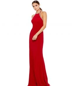 Ieena For Mac Duggal Halter Rhinestone Accented Evening Gown Shop For