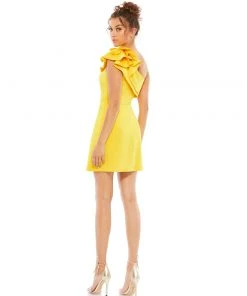 Ieena For Mac Duggal One Shoulder Ruffle Mini Dress