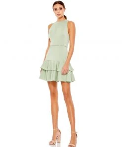 Ieena For Mac Duggal Short Dresses Ruffle Hem Sleeveless Skater Dress