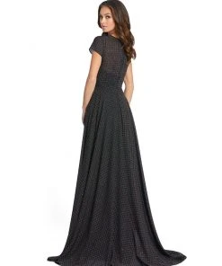 Ieena For Mac Duggal Shop For Black & Gold Embellished A-Line Gown