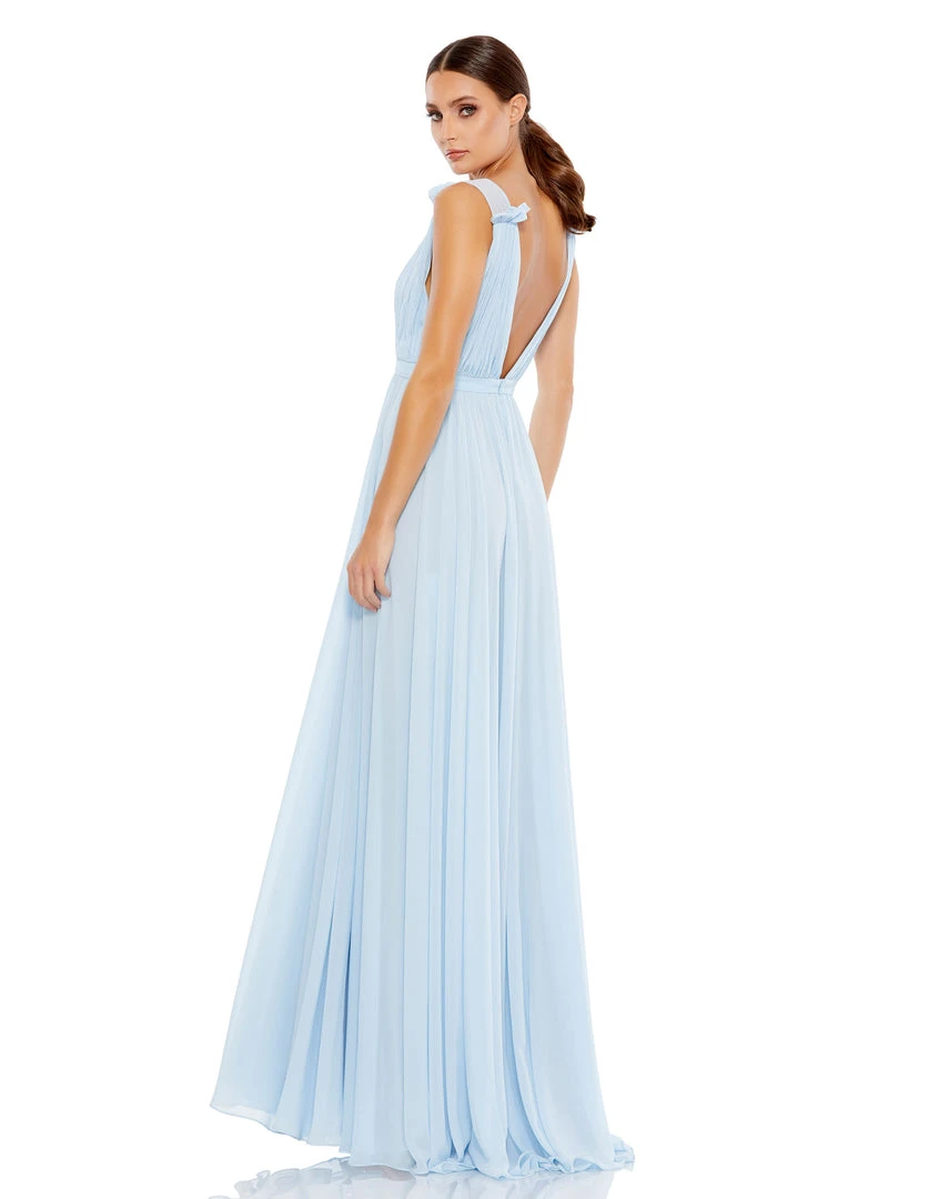 Ieena For Mac Duggal Pleated Chiffon Sleeveless V-Neck Gown 3 Ieena For Mac Duggal Pleated Chiffon Sleeveless V-Neck Gown