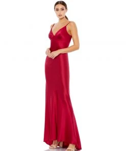Ieena For Mac Duggal Shop For Cowl Back Strappy Satin Gown
