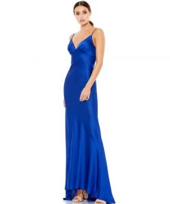 Ieena For Mac Duggal Shop For Cowl Back Strappy Satin Gown