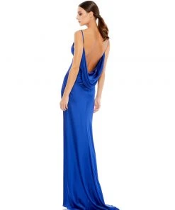 Ieena For Mac Duggal Shop For Cowl Back Strappy Satin Gown