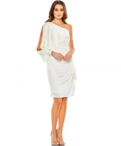 Ieena For Mac Duggal Satin One Sleeved Cocktail Dress