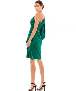 Ieena For Mac Duggal Satin One Sleeved Cocktail Dress