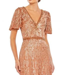 Mac Duggal Embellished V Neck Butterfly Sleeve Column Gown Shop For 8 Mac Duggal Embellished V Neck Butterfly Sleeve Column Gown Shop For