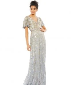 Mac Duggal Embellished V Neck Butterfly Sleeve Column Gown Shop For 9 Mac Duggal Embellished V Neck Butterfly Sleeve Column Gown Shop For