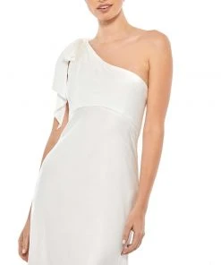 Ieena For Mac Duggal Satin One Shoulder Midi Dress