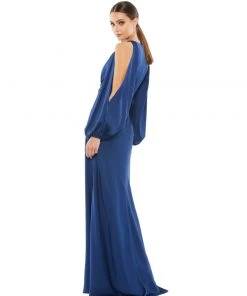 Ieena For Mac Duggal Long Sleeve Cold Shoulder Keyhole Gown Shop For