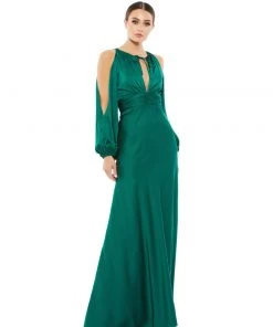 Ieena For Mac Duggal Long Sleeve Cold Shoulder Keyhole Gown Shop For