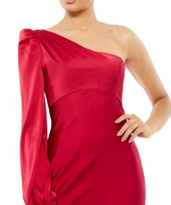 Ieena For Mac Duggal One Shoulder Blouson Sleeve Gown