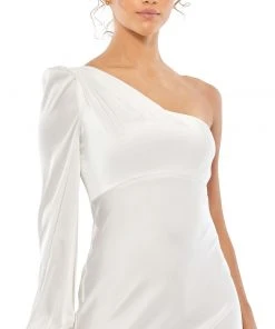 Ieena For Mac Duggal One Shoulder Blouson Sleeve Gown