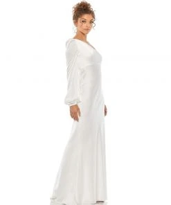 Ieena For Mac Duggal One Shoulder Blouson Sleeve Gown