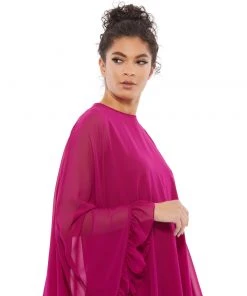 Ieena For Mac Duggal Shop For High Neck Ruffle Hem Cape Mini Dress