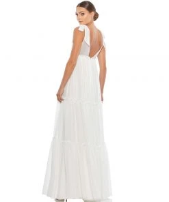 Ieena For Mac Duggal Tiered V-Neck Plunging Maxi Dress Shop For