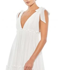 Ieena For Mac Duggal Tiered V-Neck Plunging Maxi Dress Shop For