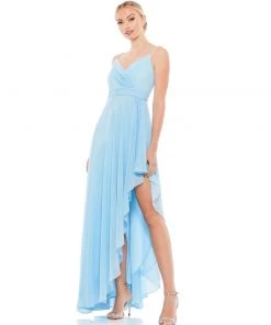 Ieena For Mac Duggal Ruffle Asymmetrical Hem Chiffon Maxi Dress Shop For