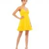 Ieena For Mac Duggal Shop For Ruffle V-Neck Criss-Cross Mini Dress