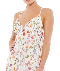 Ieena For Mac Duggal Butterfly Print Ruffle Hem Mini Dress