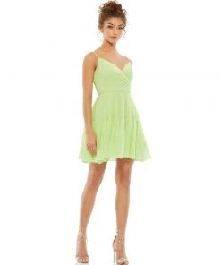 Ieena For Mac Duggal Spaghetti Strap Faux Wrap Dress