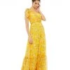 Ieena For Mac Duggal Shop For Floral One Shoulder Bow Maxi Dress
