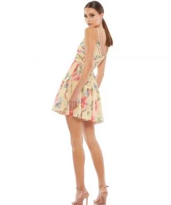 Ieena For Mac Duggal Feminine Floral Button Fit & Flare Dress