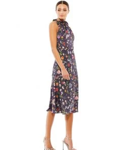 Ieena For Mac Duggal Floral Print Tie Neck Midi Dress Wedding Guest 7 Ieena For Mac Duggal Floral Print Tie Neck Midi Dress Wedding Guest