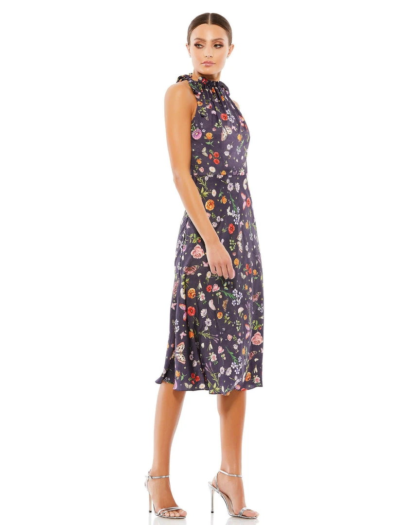 Ieena For Mac Duggal Floral Print Tie Neck Midi Dress Wedding Guest 4 Ieena For Mac Duggal Floral Print Tie Neck Midi Dress Wedding Guest