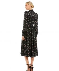 Ieena For Mac Duggal Long Sleeve Keyhole Fit And Flare Midi Dress Shop For