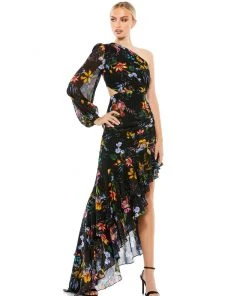 Ieena For Mac Duggal Shop For Floral One Sleeve Cut Out Dress