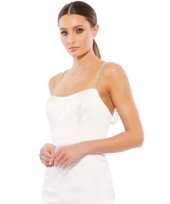 Ieena For Mac Duggal Shop For Rhinestone Strap Satin Mini Dress