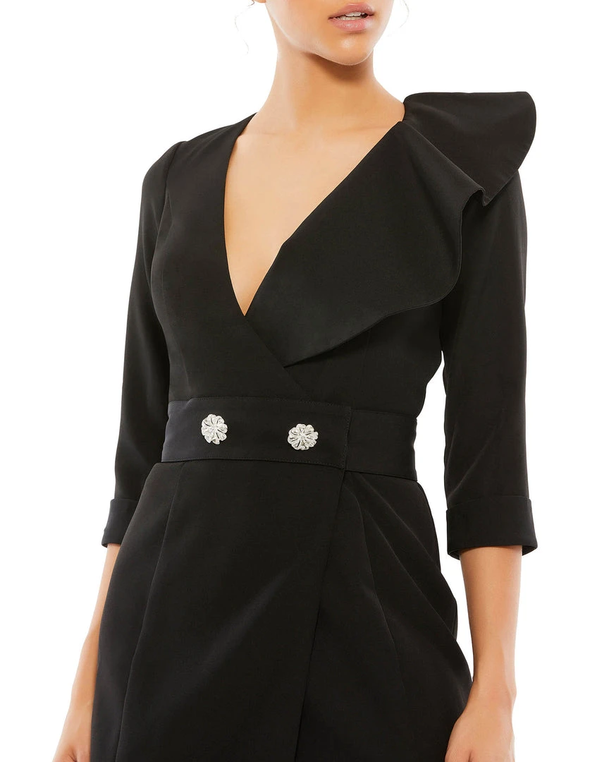 Ieena For Mac Duggal Ruffled Faux Tuxedo Mini Dress 6 Ieena For Mac Duggal Ruffled Faux Tuxedo Mini Dress