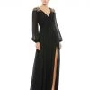 Ieena For Mac Duggal Embellished Shoulder Blouson Sleeve Evening Gown