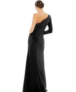 Mac Duggal Twist Front Embellished Sleeve Jersey Gown Shop For