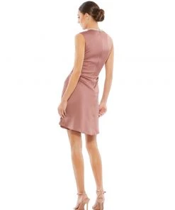 Ieena For Mac Duggal Satin Cocktail Dress W/ Rhinestone Accents Shop For