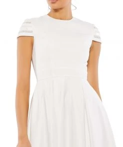 Ieena For Mac Duggal High Neck Cap Sleeve Tea Length Dress Shop For